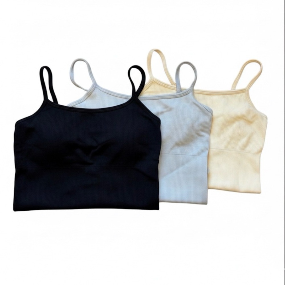 OQQ Women's 3 Piece Ribbed Yoga Bodysuits | Size L | Spaghetti Straps - Picture 2 of 6
